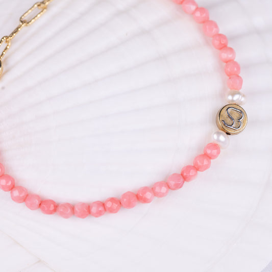SandBracelet Chain - Pink Coral Faceted